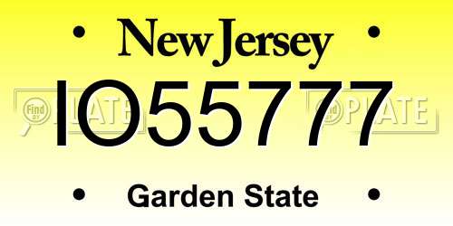 IO55777 New Jersey License Plate