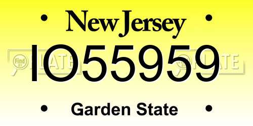 IO55959 New Jersey License Plate
