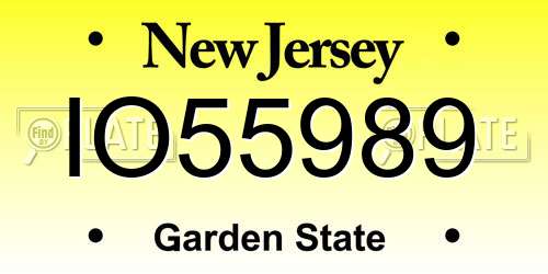 IO55989 New Jersey License Plate