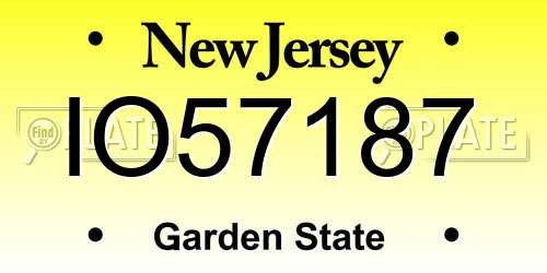 IO57187 New Jersey License Plate