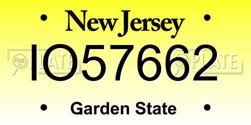 IO57662 New Jersey License Plate