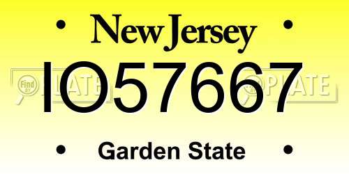 IO57667 New Jersey License Plate