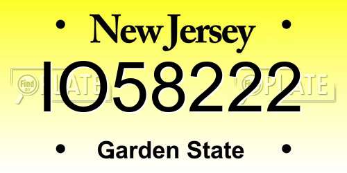 IO58222 New Jersey License Plate