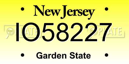 IO58227 New Jersey License Plate