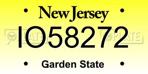 IO58272 New Jersey License Plate