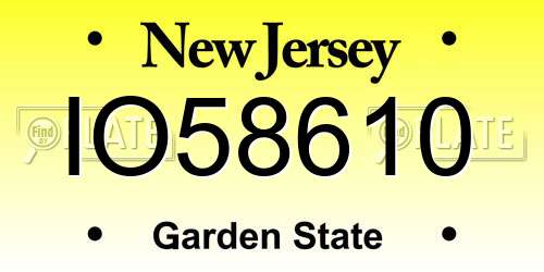 IO58610 New Jersey License Plate
