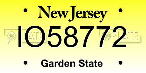 IO58772 New Jersey License Plate
