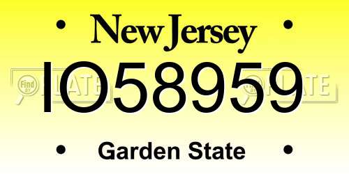 IO58959 New Jersey License Plate