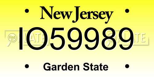 IO59989 New Jersey License Plate