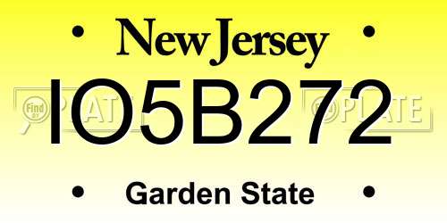 IO5B272 New Jersey License Plate