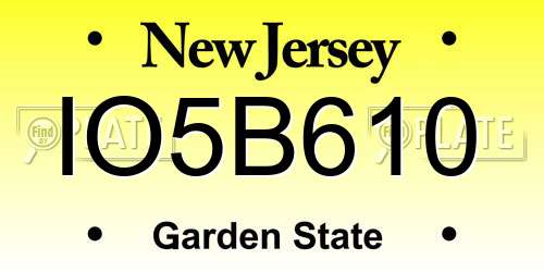 IO5B610 New Jersey License Plate