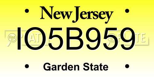 IO5B959 New Jersey License Plate
