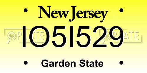 IO5I529 New Jersey License Plate
