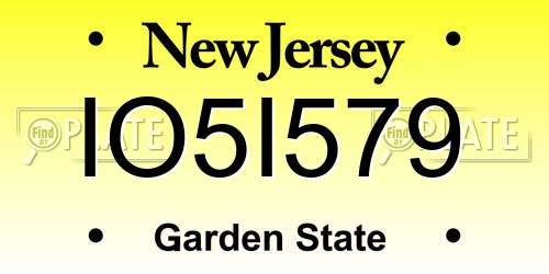 IO5I579 New Jersey License Plate