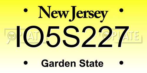 IO5S227 New Jersey License Plate