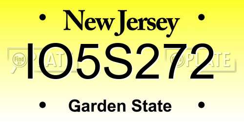IO5S272 New Jersey License Plate