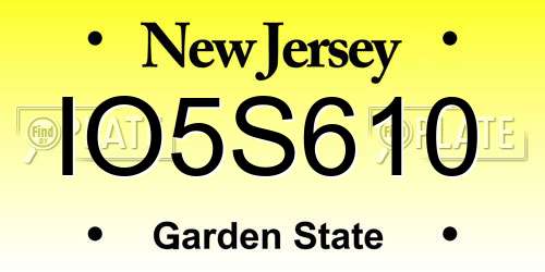 IO5S610 New Jersey License Plate
