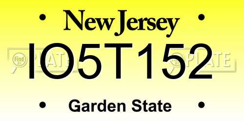 IO5T152 New Jersey License Plate