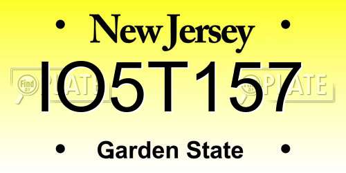 IO5T157 New Jersey License Plate