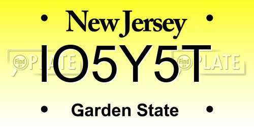 IO5Y5T New Jersey License Plate