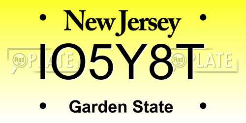 IO5Y8T New Jersey License Plate
