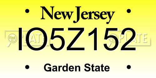 IO5Z152 New Jersey License Plate