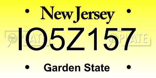 IO5Z157 New Jersey License Plate