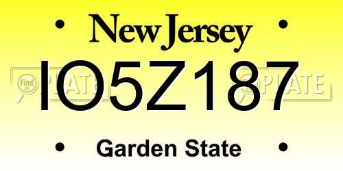 IO5Z187 New Jersey License Plate