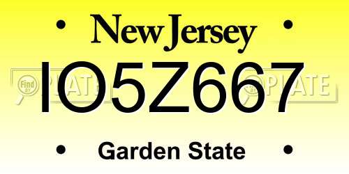 IO5Z667 New Jersey License Plate