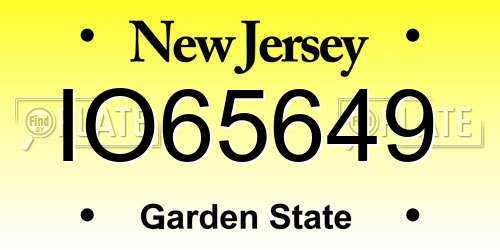 IO65649 New Jersey License Plate