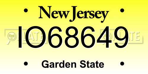IO68649 New Jersey License Plate