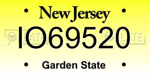 IO69520 New Jersey License Plate