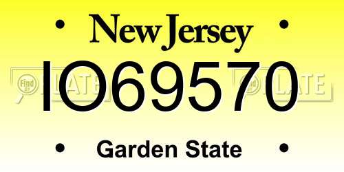 IO69570 New Jersey License Plate