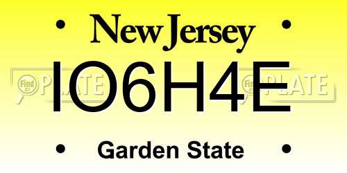 IO6H4E New Jersey License Plate