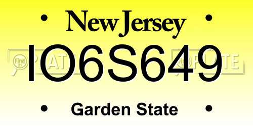 IO6S649 New Jersey License Plate