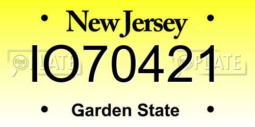 IO70421 New Jersey License Plate