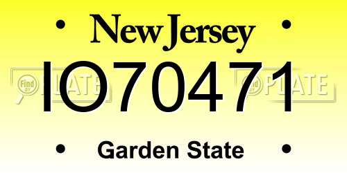 IO70471 New Jersey License Plate