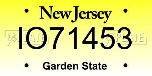IO71453 New Jersey License Plate