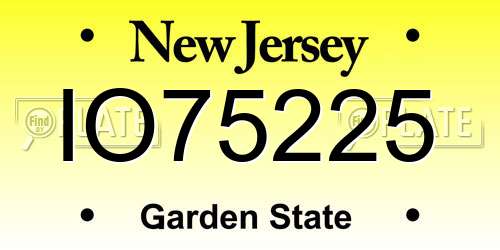 IO75225 New Jersey License Plate