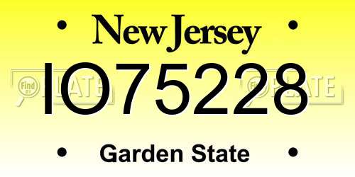 IO75228 New Jersey License Plate