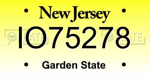IO75278 New Jersey License Plate