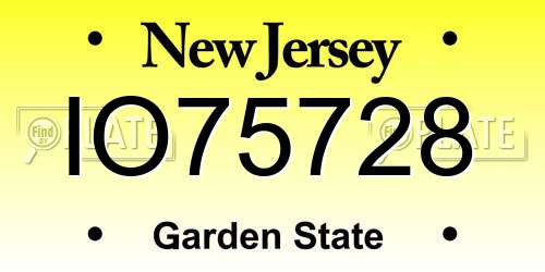 IO75728 New Jersey License Plate