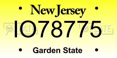 IO78775 New Jersey License Plate