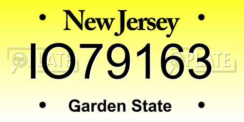 IO79163 New Jersey License Plate