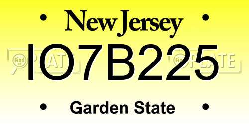 IO7B225 New Jersey License Plate