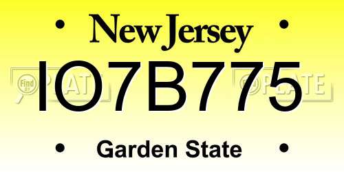 IO7B775 New Jersey License Plate
