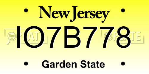 IO7B778 New Jersey License Plate