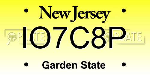 IO7C8P New Jersey License Plate