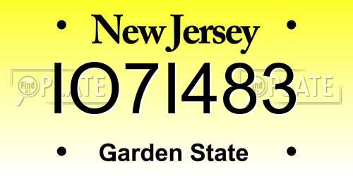IO7I483 New Jersey License Plate