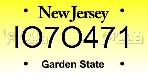 IO7O471 New Jersey License Plate